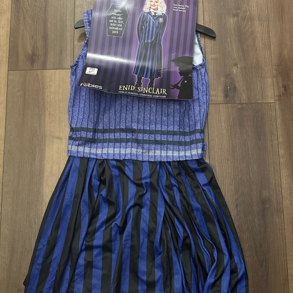 Wednesday Blue&Black Striped Dress ( jacket not included) and Beetlejuice.